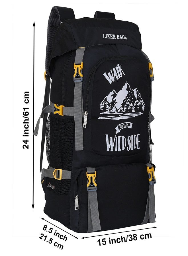 Liker Bag 60L For Trekking/Hikking/Camping/Travelling/Sport Camp With Strong Comprasion Straps,Water Bottle Compartment - Black, Trekking bag - Image 5
